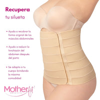 Motherfit- Faja Postparto Alta Fajas Postparto Y Postcirugía Postpartum Belly Wrap con Varillas Flexibles, Fajasymas