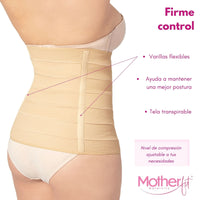 Motherfit- Faja Postparto Alta Fajas Postparto Y Postcirugía Postpartum Belly Wrap con Varillas Flexibles, Fajasymas