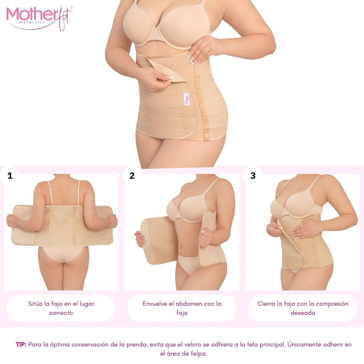 Motherfit- Faja Postparto Alta Fajas Postparto Y Postcirugía Postpartum Belly Wrap con Varillas Flexibles, Fajasymas