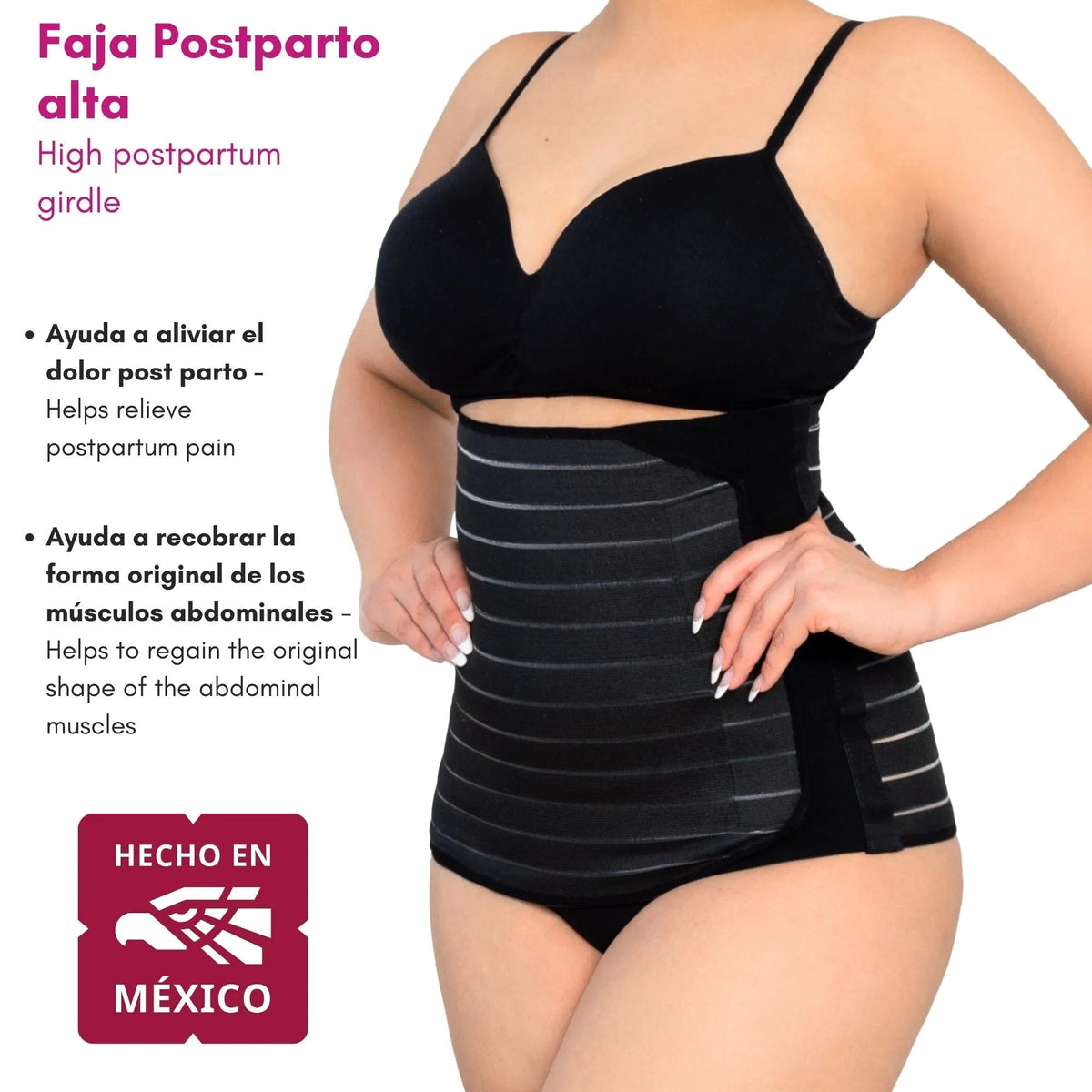 Faja Post Parto Alta Color Nude y Negro . New Form Imom - Fajasymas