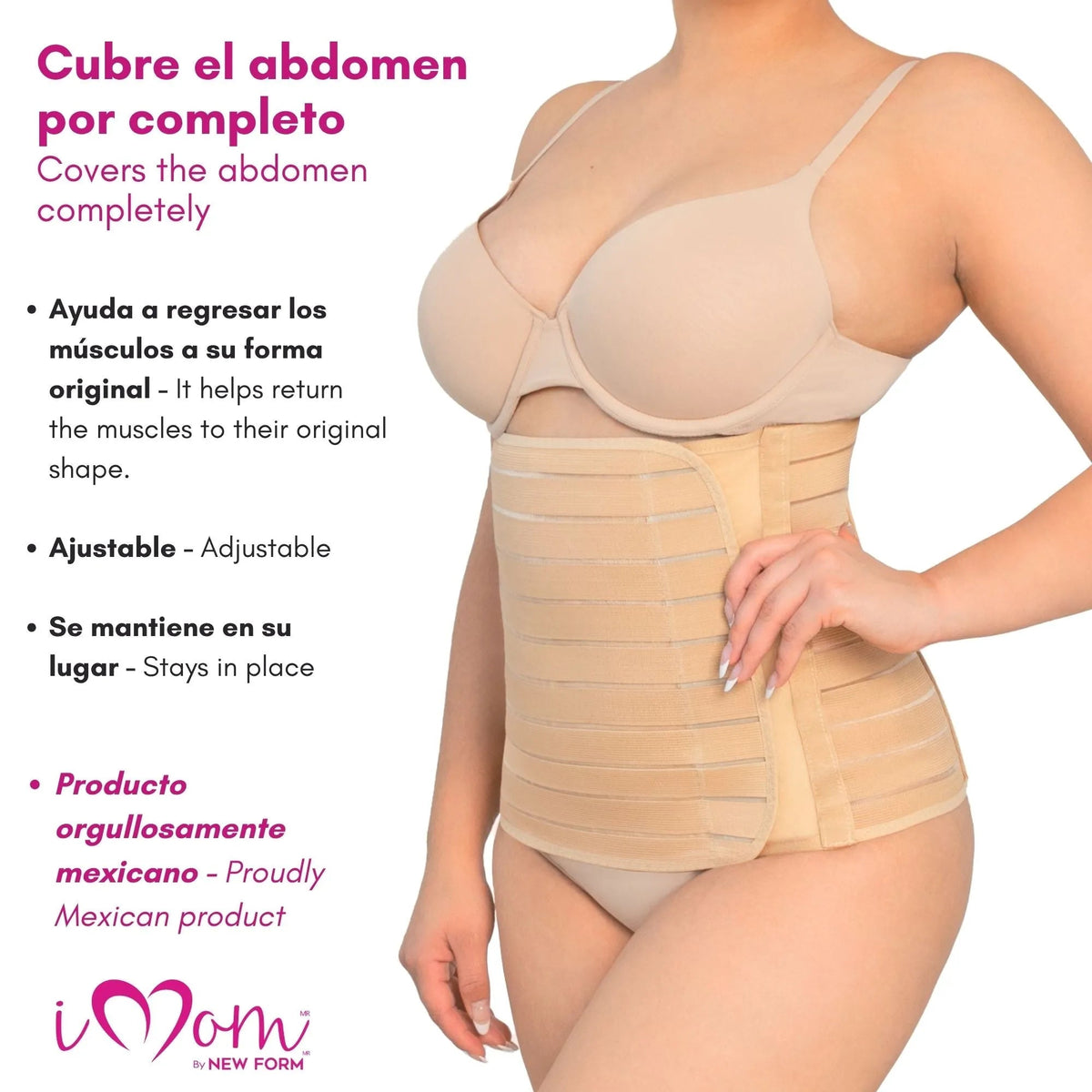 Faja Post Parto Alta Color Nude y Negro . New Form Imom - Fajasymas