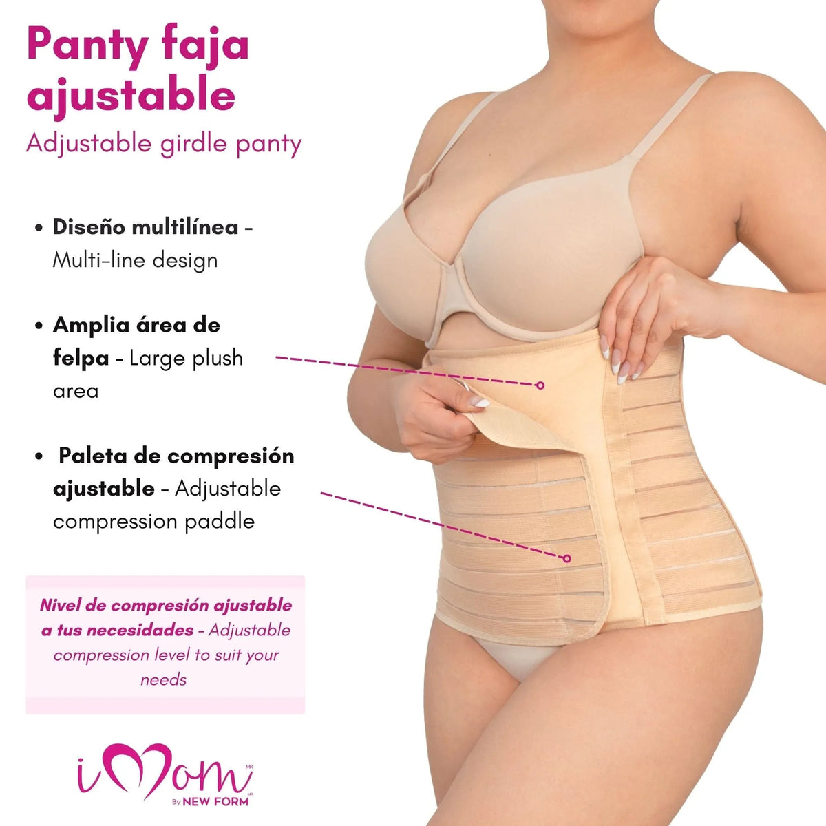 Faja Post Parto Alta Color Nude y Negro . New Form Imom - Fajasymas