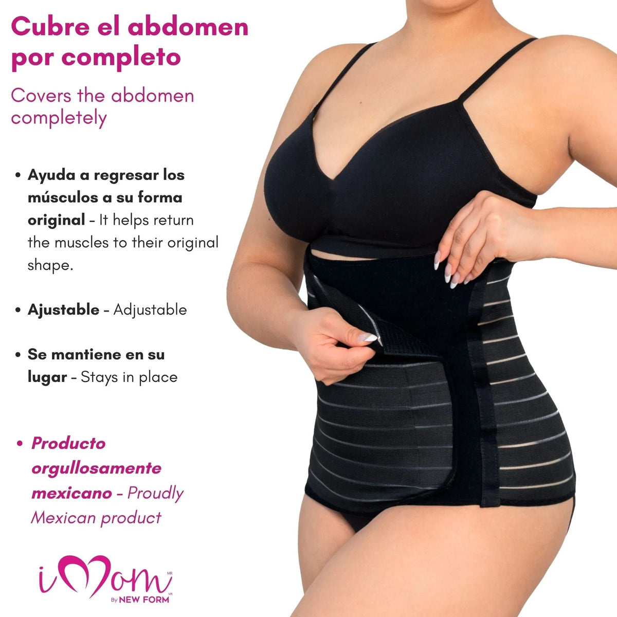Faja Post Parto Alta Color Nude y Negro . New Form Imom. Modelo 1108 - Fajasymas