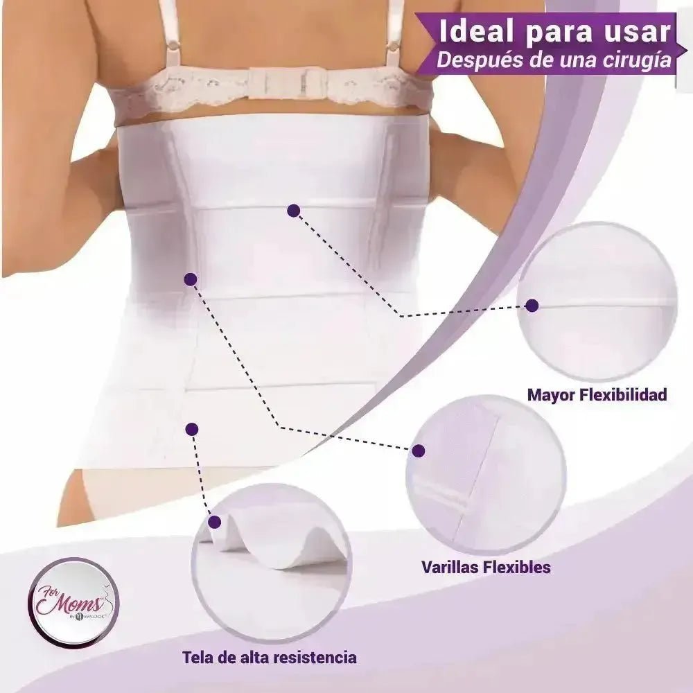 Faja Postparto Alta y Postcirugía 4B Con Tela De Alta Compresión Color Blanco. Modelo 577 - Fajasymas