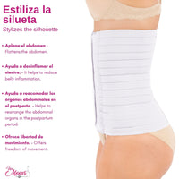 FOR MOMS - Faja Envolvente Alta Postparto Y PostCirugia Con Tela Multilineal Color Blanco. Modelo 579 - Fajasymas