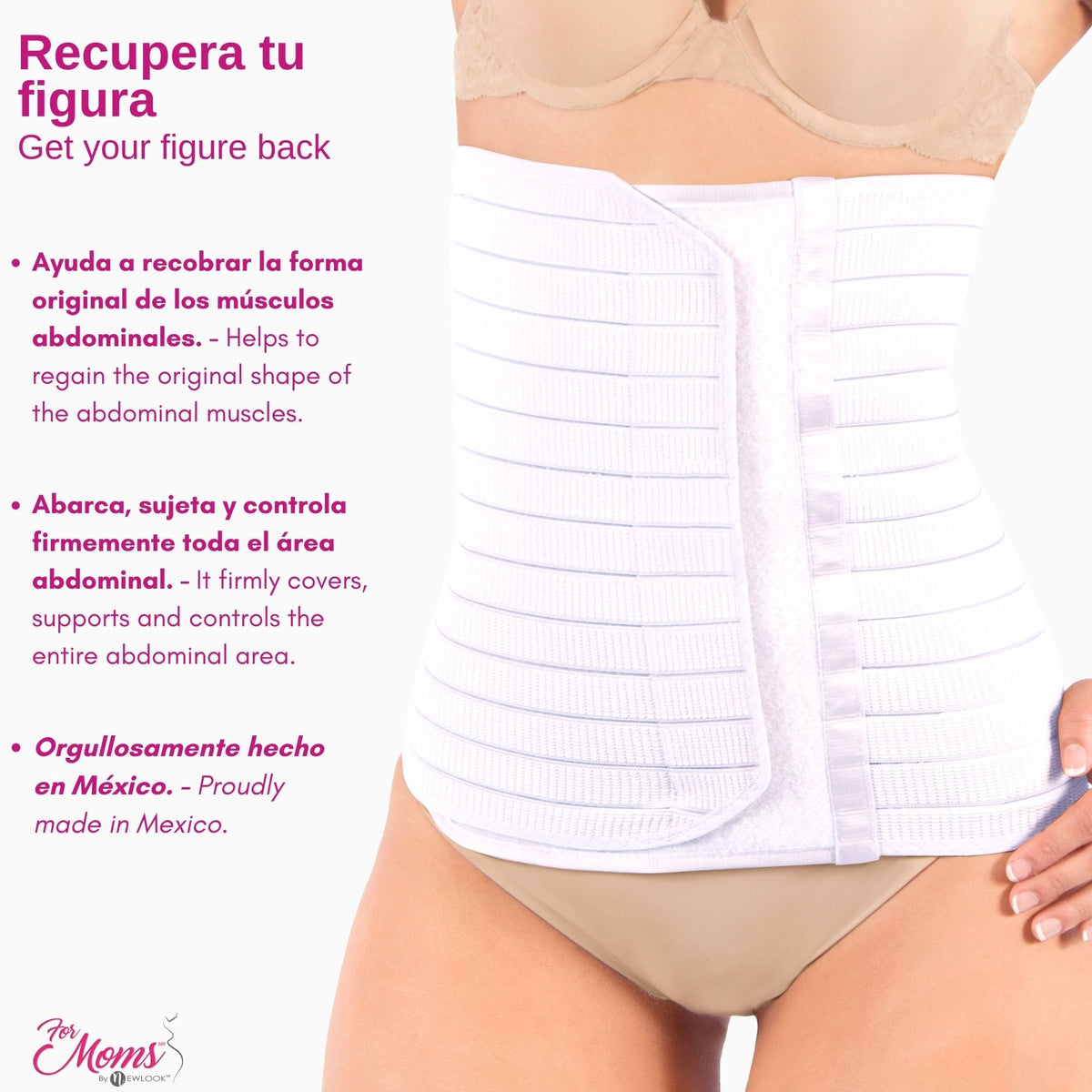 FOR MOMS - Faja Envolvente Alta Postparto Y PostCirugia Con Tela Multilineal Color Blanco. Modelo 579 - Fajasymas