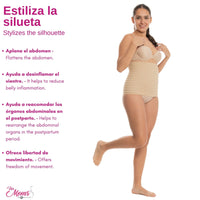 FOR MOMS - Faja Envolvente Alta Postparto Y PostCirugia Con Tela Multilineal Color Nude. Modelo 579 - Fajasymas