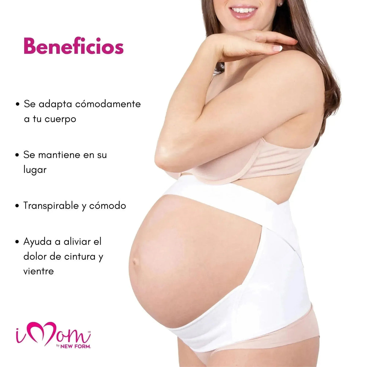 New Form Faja Para Embarazada Soporte Maternal Con Tela Ajustable Color Blanco - Fajasymas