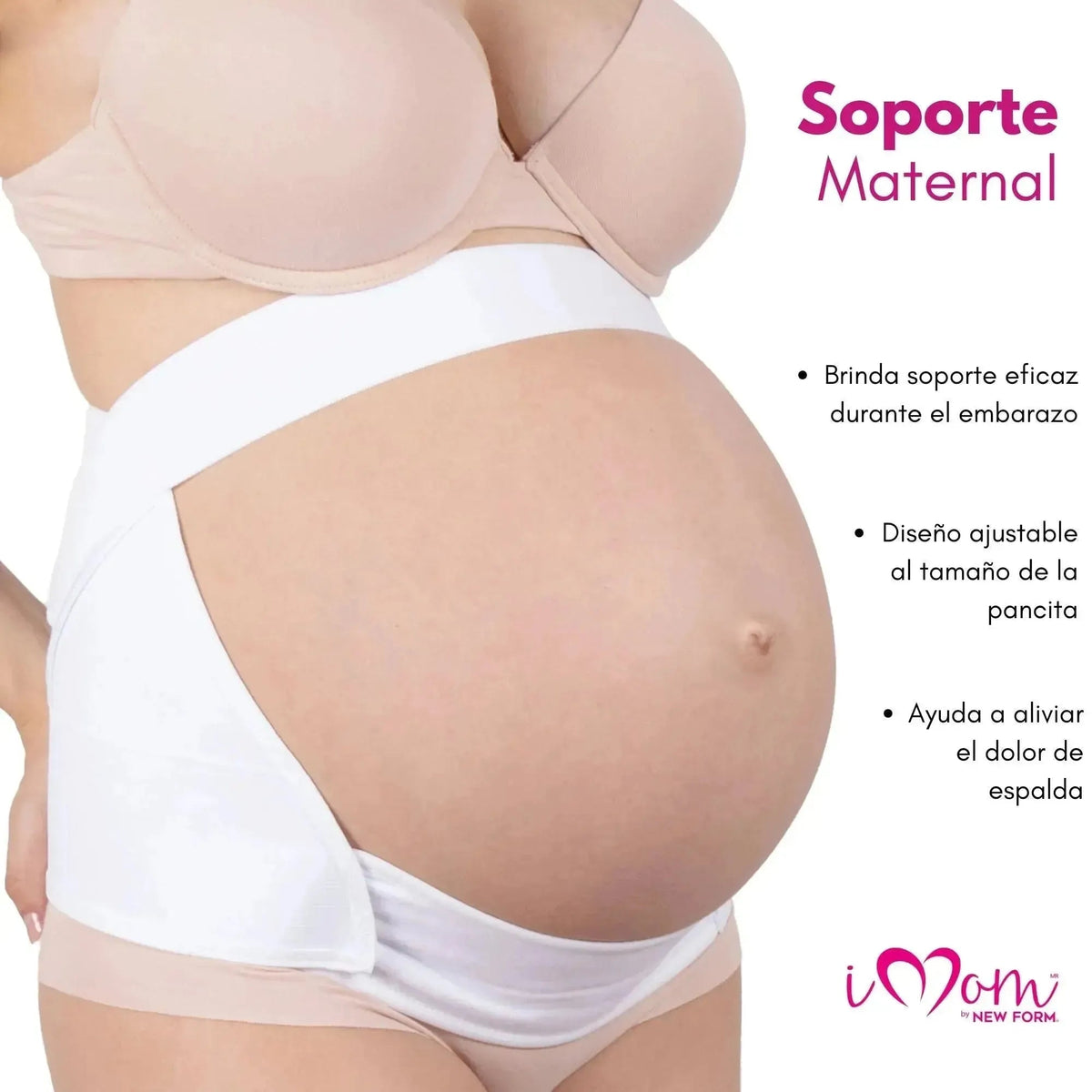 New Form Faja Para Embarazada Soporte Maternal Con Tela Ajustable Color Blanco - Fajasymas