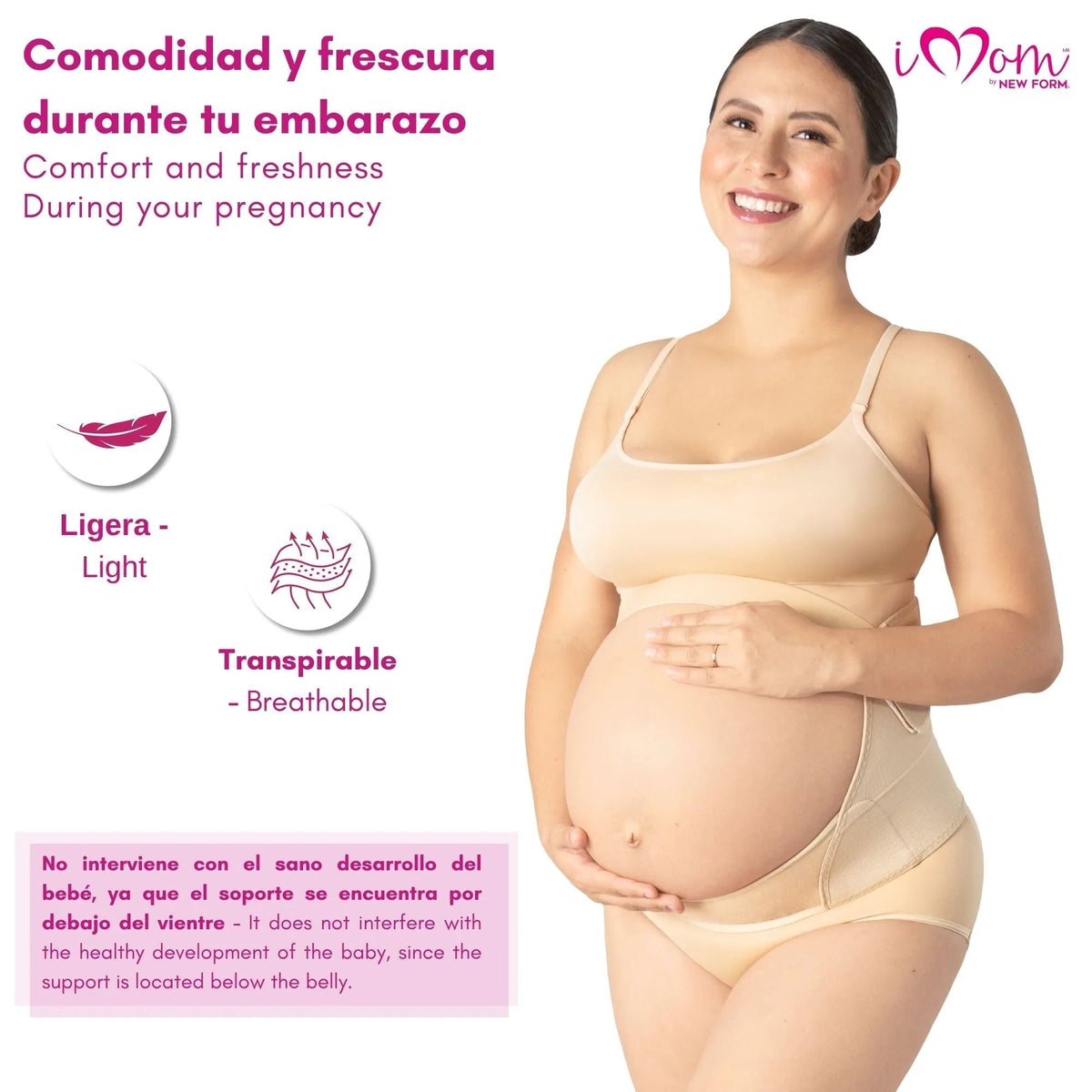 NEW FORM - Faja Para Embarazada Soporte Maternal Con Tela Ajustable Color Nude. Modelo 1002 - Fajasymas