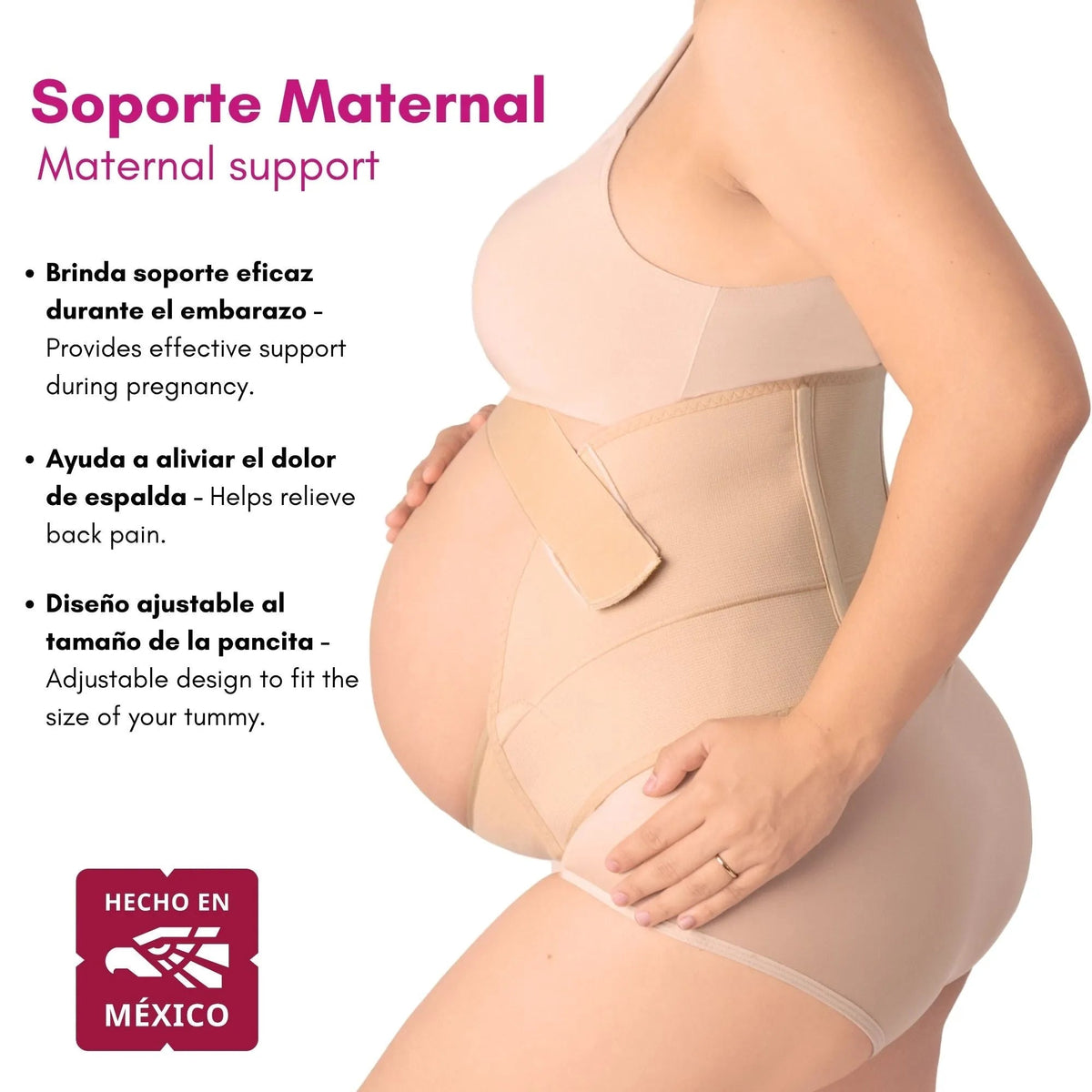NEW FORM - Faja Para Embarazada Soporte Maternal Con Tela Ajustable Color Nude. Modelo 1002 - Fajasymas