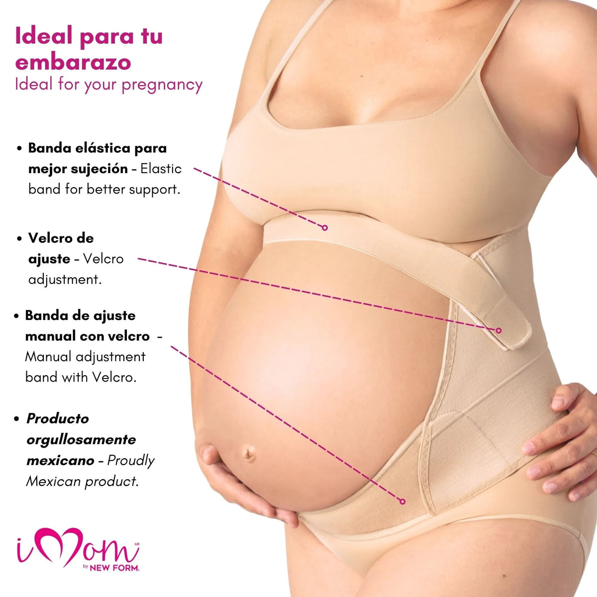 NEW FORM - Faja Para Embarazada Soporte Maternal Con Tela Ajustable Color Nude. Modelo 1002 - Fajasymas