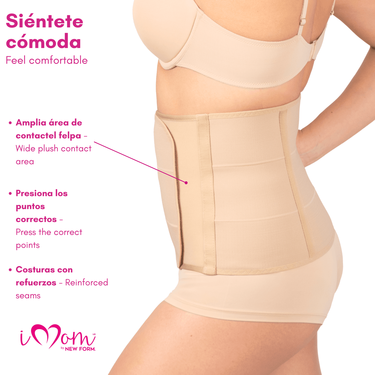 NEW FORM - Faja Postparto Envolvente Corta Con Varillas Flexibles Color Nude. Modelo 1101 - Fajasymas
