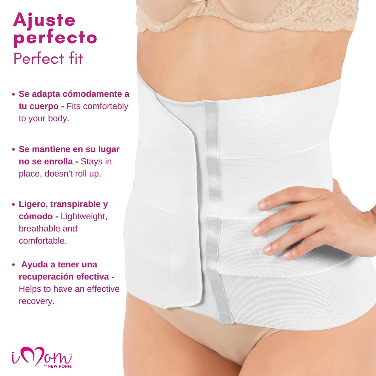 New Form Faja Postparto Y PostCirugia Envolvente Larga Abdomen Completo Color Blanco - Fajasymas
