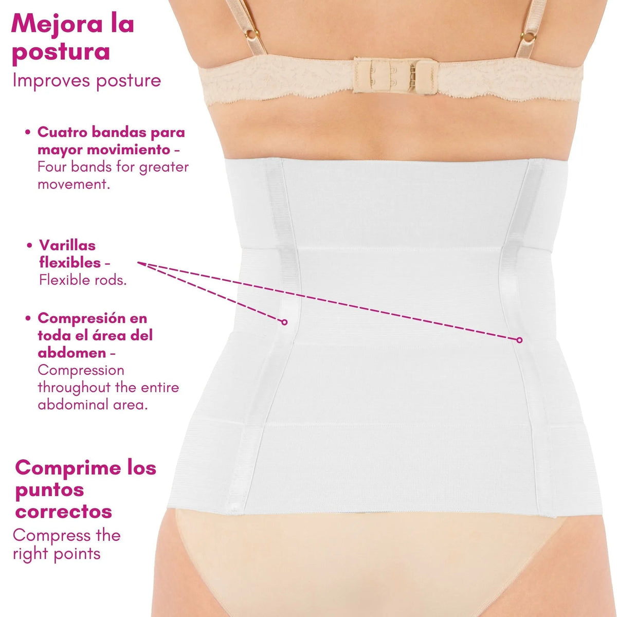 NEW FORM - Faja Postparto Y PostCirugia Envolvente Larga Abdomen Completo Color Blanco. Modelo 1023 - Fajasymas