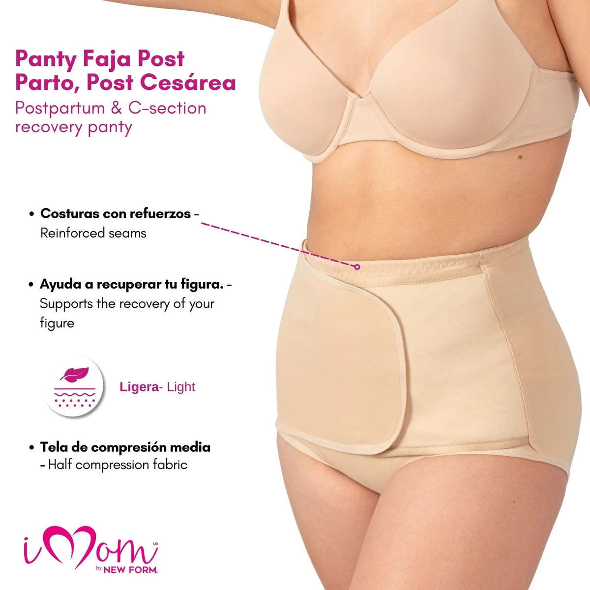 New Form - iMom – Panty Faja Postparto Cesárea Vientre Ajustable - Fajasymas