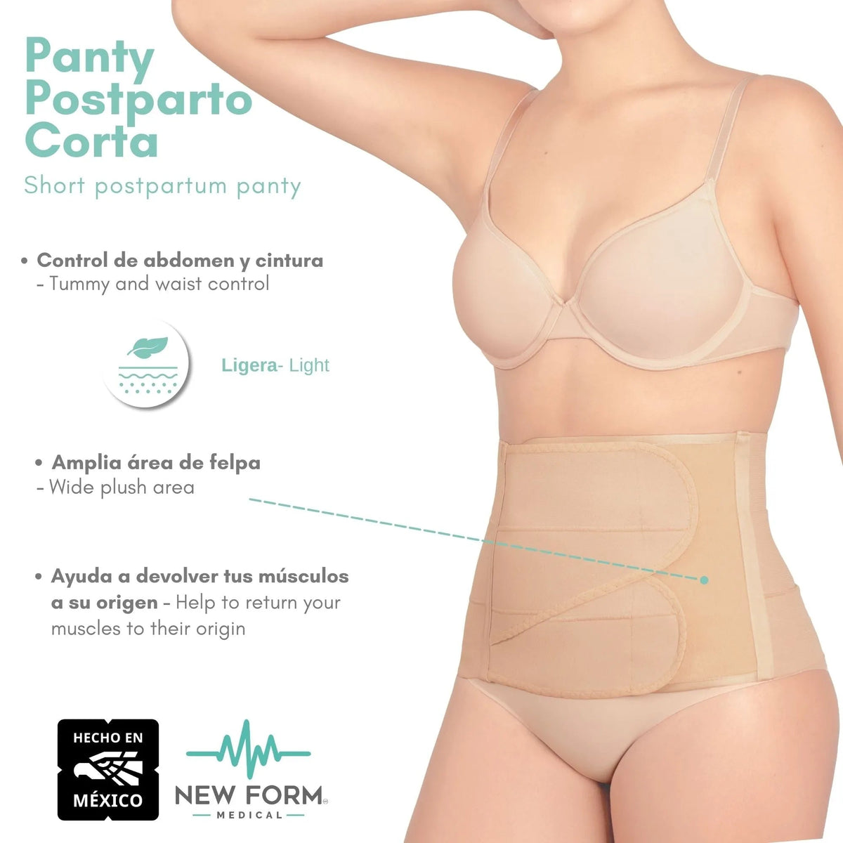 NEW FORM MEDICAL – Faja Postparto Doble Ajuste Corta. Modelo 1801 - Fajasymas