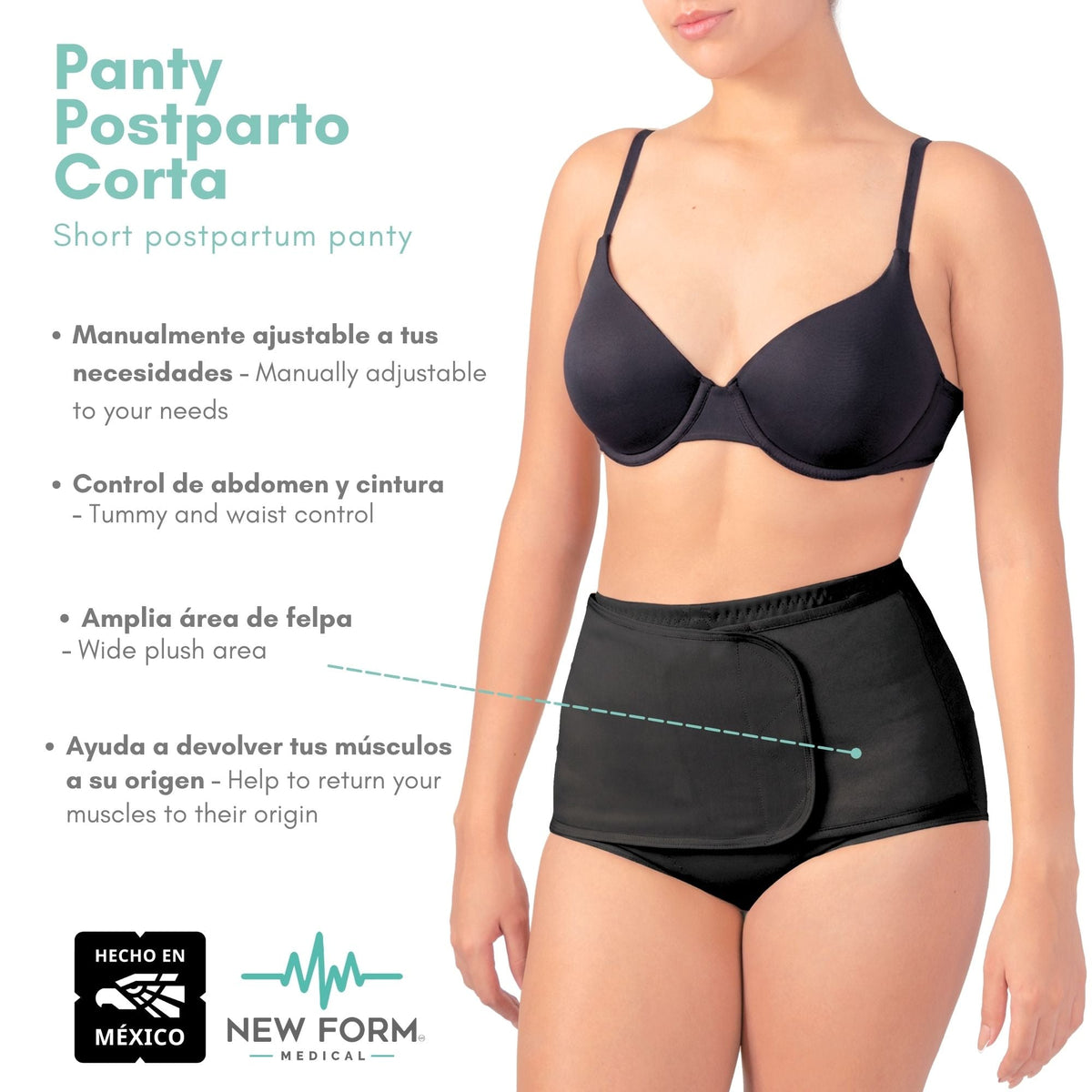 NEW FORM MEDICAL – Panty Postparto Corta Ajustable. Modelo 1810 - Fajasymas