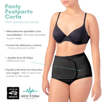 NEW FORM MEDICAL – Panty Postparto Corta Ajustable. Modelo 1810 - Fajasymas