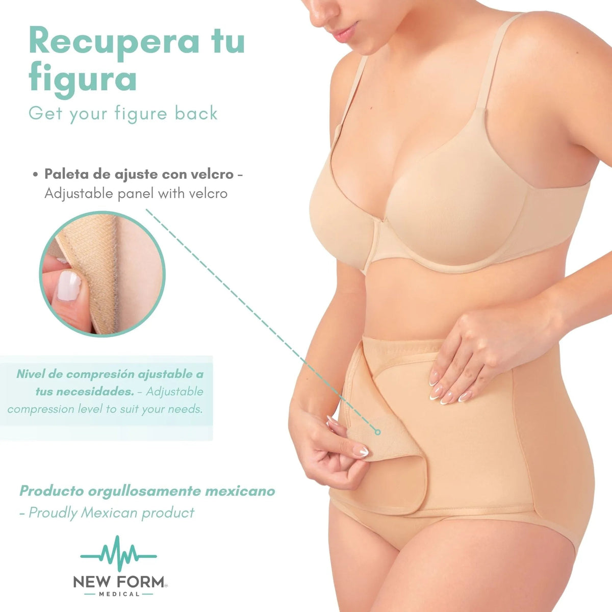 NEW FORM MEDICAL – Panty Postparto Corta Ajustable. Modelo 1810 - Fajasymas