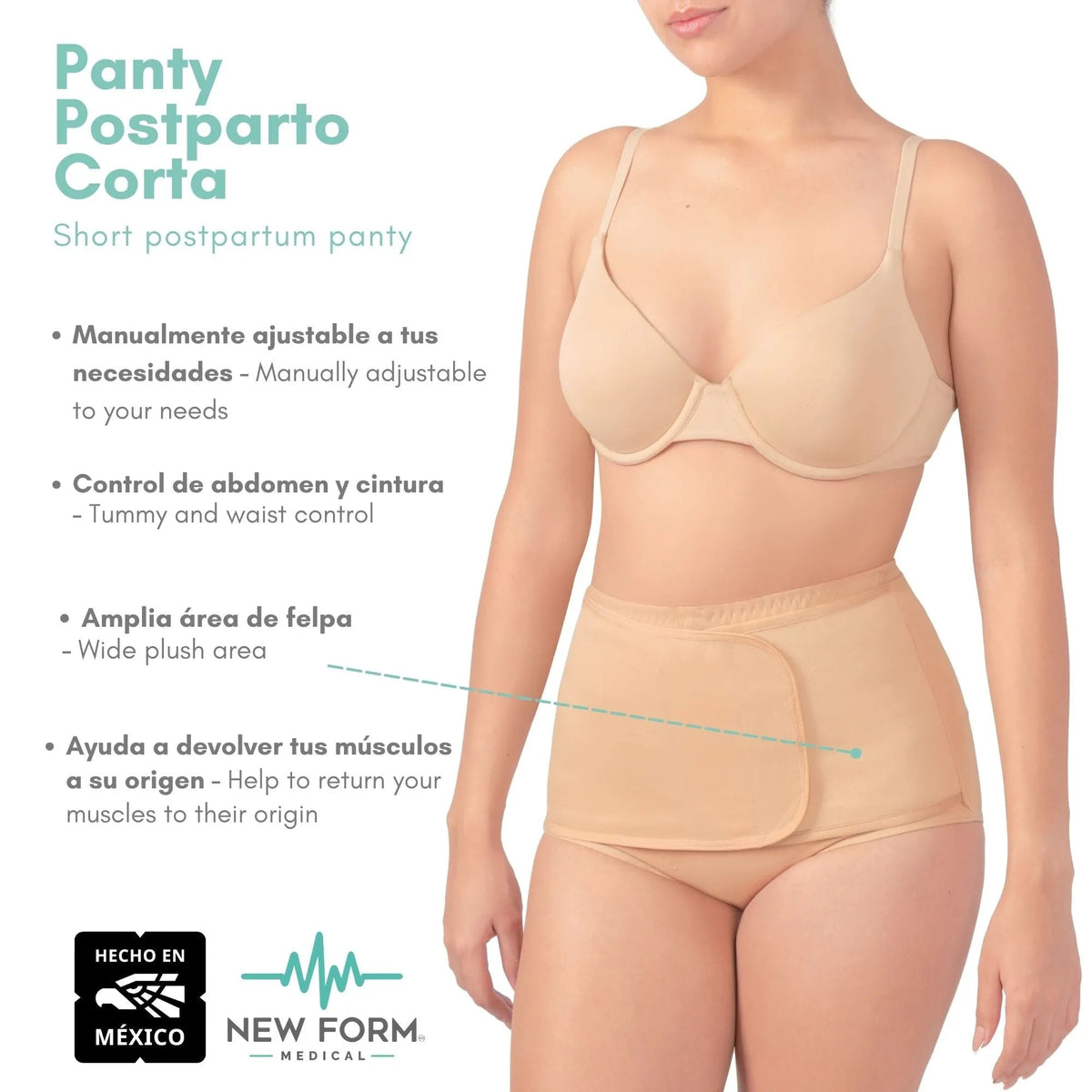 NEW FORM MEDICAL – Panty Postparto Corta Ajustable. Modelo 1810 - Fajasymas