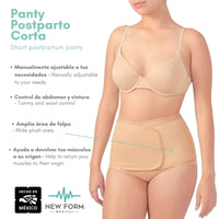 NEW FORM MEDICAL – Panty Postparto Corta Ajustable. Modelo 1810 - Fajasymas