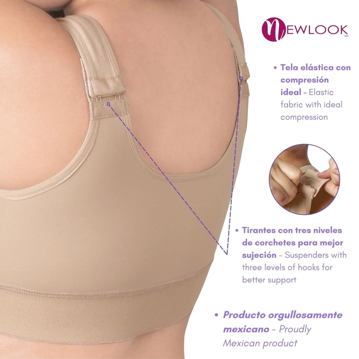 NEWLOOK - Bra Post Operatorio Mastectomía Ajustable Suave. Modelo 990 - Fajasymas