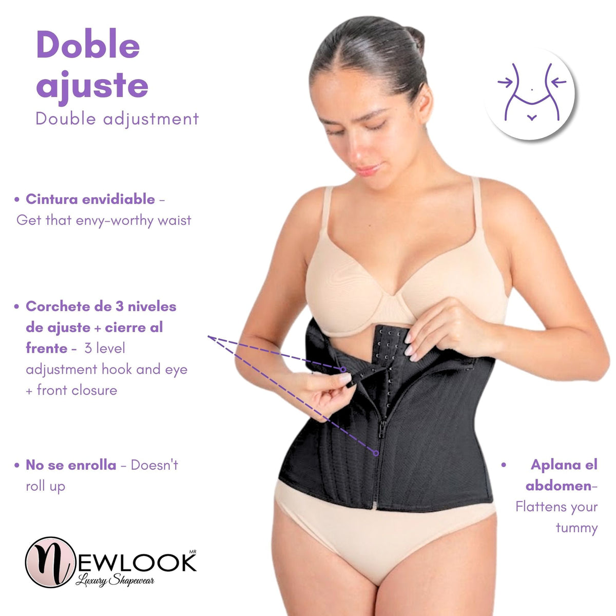 NEWLOOK – Cinturilla Ultra Modeladora doble ajuste. Modelo 907 - Fajasymas