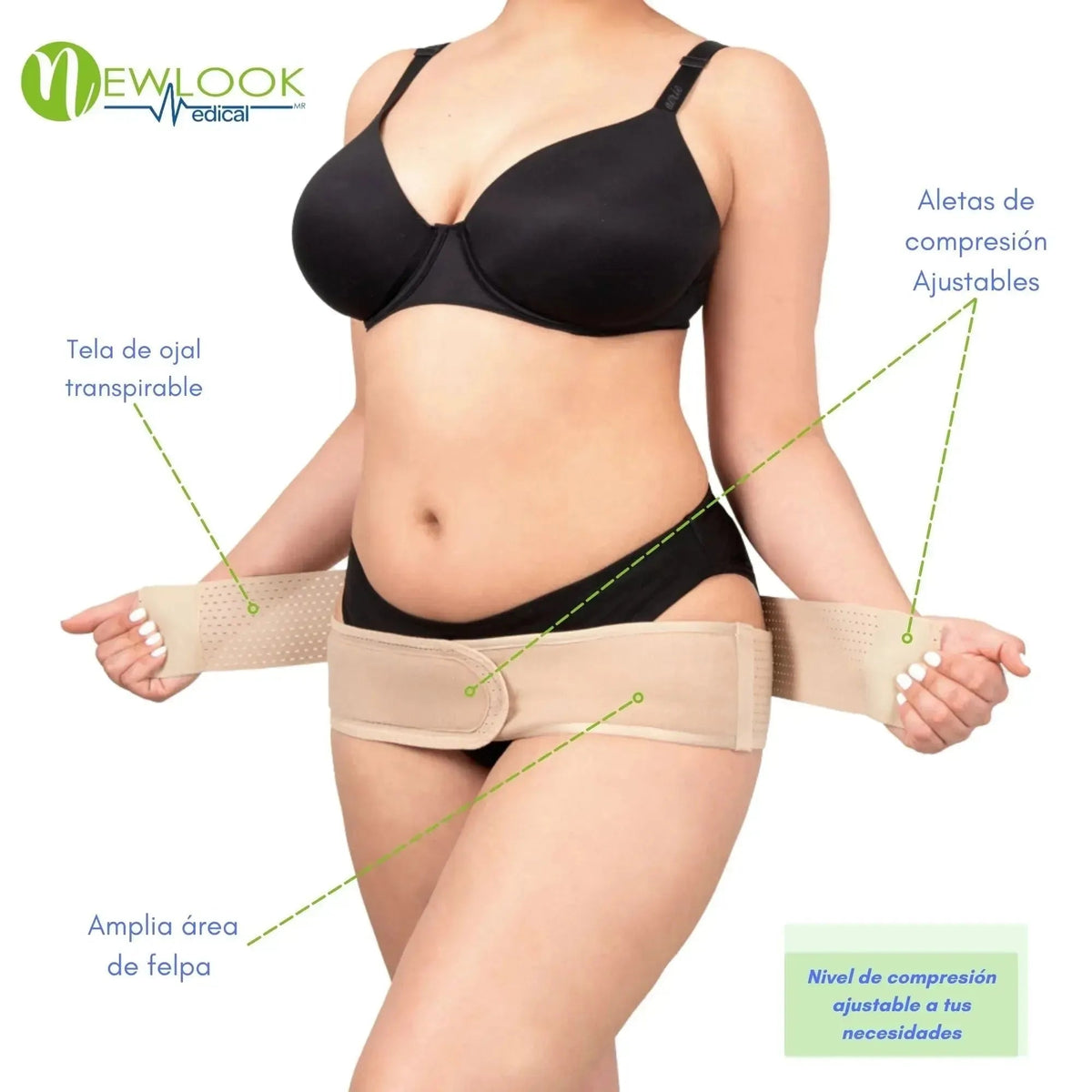 NEWLOOK - Cinturón Sacroilíaco y Apoyo de Cadera | Alivio de Dolor Pélvico, Ciática y Cadera. Modelo 807 - Fajasymas