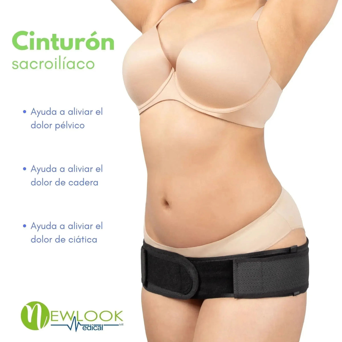 NEWLOOK - Cinturón Sacroilíaco y Apoyo de Cadera | Alivio de Dolor Pélvico, Ciática y Cadera. Modelo 807 - Fajasymas