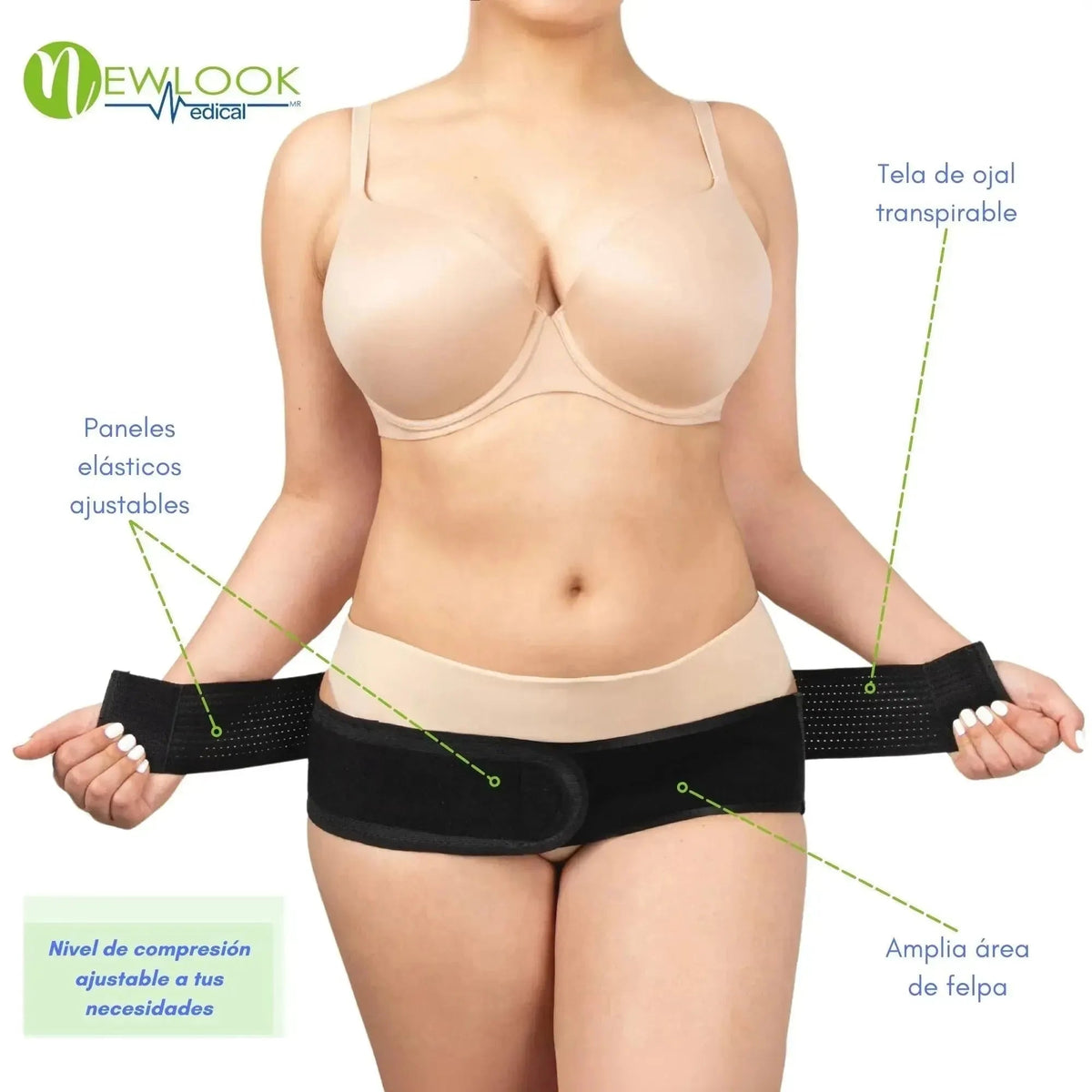 NEWLOOK - Cinturón Sacroilíaco y Apoyo de Cadera | Alivio de Dolor Pélvico, Ciática y Cadera. Modelo 807 - Fajasymas