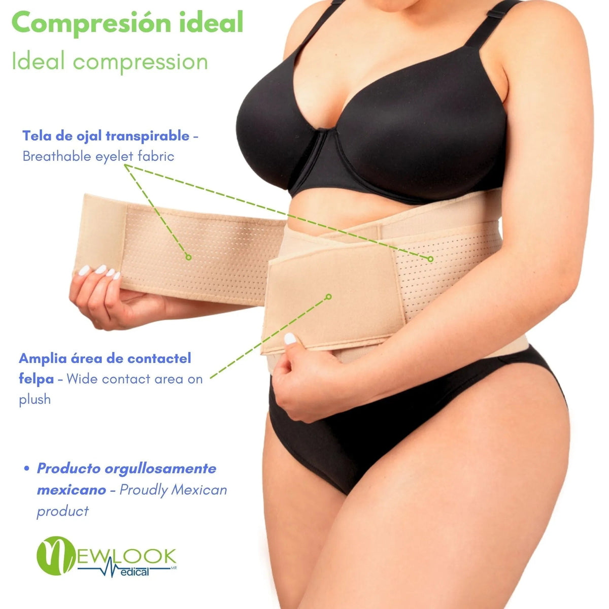 NEWLOOK MEDICAL - Soporte Sacro Lumbar Alto - Alta Compresión – Ajustable - 4 Varillas flexibles. Modelo 880 - Fajasymas